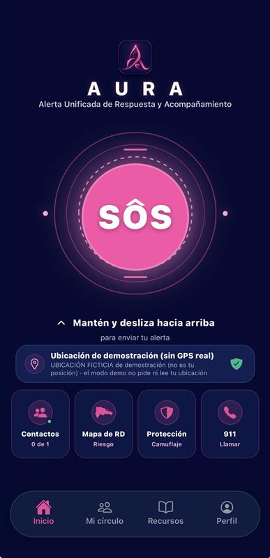 Pantalla de demostración de AURA